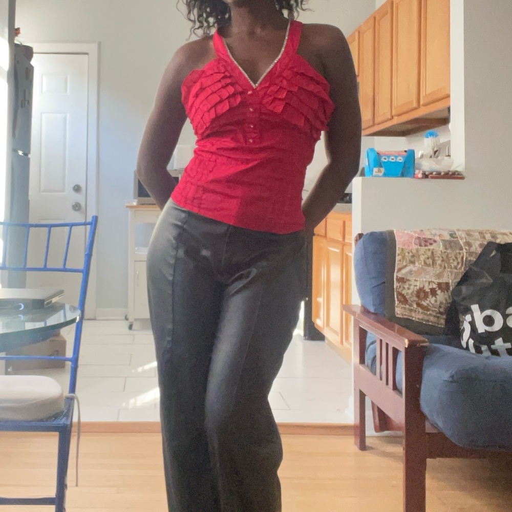 Women's Ruffled Red Top